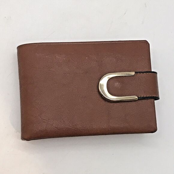 Vintage Buxton Convertible Cognac Leather Bifold Wallet Men's Brown Billfold NOS - Picture 2 of 14